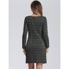 INSPIRE CHIC Women's Tweed Long Sleeves Square Neckline Knee Length Dresses - 3 of 4