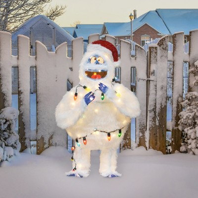 48-Inch White LED Bumble Christmas Yard Ornament with Multicolor Lights