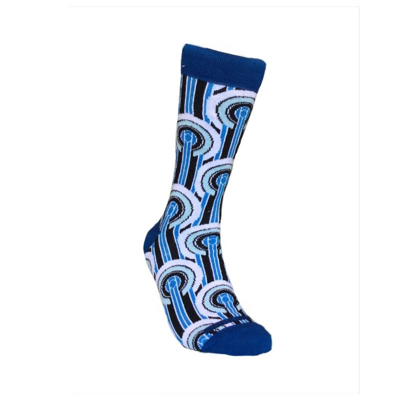 Art Deco Patterned Socks - Size 10-13 (Men's Sizes Adult Large) / Blue / Unisex from the Sock Panda, 3 of 5