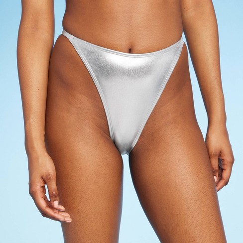 Ultra High Leg Satin Panty Silver L