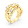 GILDED 1/4, 1/2, 3/4 Carat Total Weight Lab Grown Diamond Statement Ring Band in 14KT Gold Plated or 925 Sterling Silver, Size 7 - 2 of 4