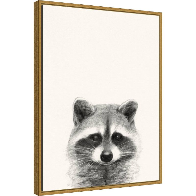 18&#34; x 24&#34; Animal Mug II Raccoon by Victoria Borges Framed Canvas Wall Art Gold - Amanti Art, 3 of 10