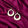 Slickblue Women's Drop Earrings, Circle Cutout Wood with Metal Studs, Hook Closure, Party Style, Ivory, 2.5" - 2 of 3