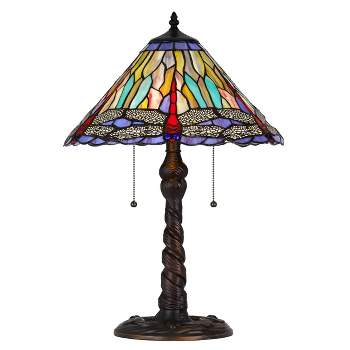 23" Metal/Resin Table Lamp with Tiffany Art Glass Shade Dark Bronze - Cal Lighting