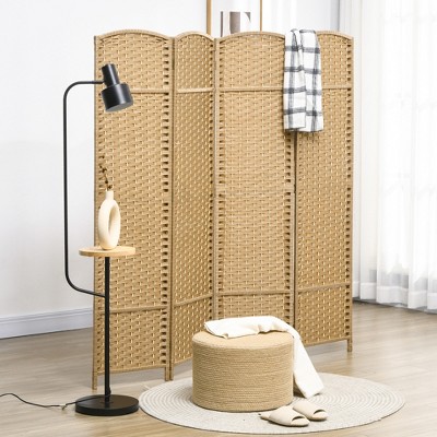 Vynxaria HOMCOM Room Divider, 4 Panel Folding Privacy Screen, 5.6' Tall Freestanding Wall Partition,Home Office, Bedroom