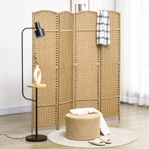 Vynxaria HOMCOM Room Divider, 4 Panel Folding Privacy Screen, 5.6' Tall Freestanding Wall Partition,Home Office, Bedroom - 1 of 4