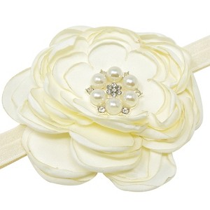 Wrapables Floral Headband Bridal Wreath Crown, Cream - 1 of 4