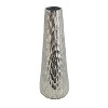 HomeRoots 19" Silver Cast Aluminum Carved Geometric Table Vase - 4 of 4
