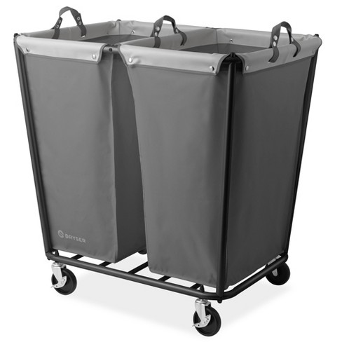 Laundry Hamper Cart, Laundry Basket with Shelf Laundry Sorter 2 Section  with Wheels Metal Frame Removable Bags and 1 Drawer, Organization Storage  with