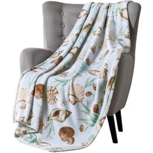 Kate Aurora Bermuda Tropical Seashells Ultra Soft & Plush Accent Throw Blanket - 50 In. X 70 In. - 1 of 3