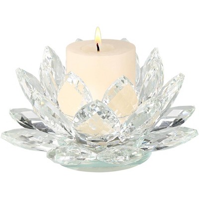 Dahlia Studios Clear Crystal 8 3/4" Wide Lotus Candle Holder