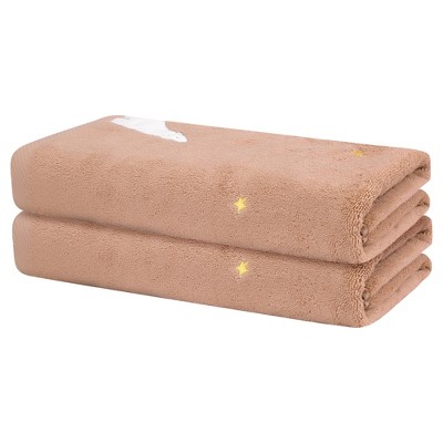 Unique Bargains Cotton Absorbent Quick Dry Lightweight Bath Towels for Bathroom 2 Packs