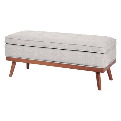 Katheryn Mid-Century Modern Grey Fabric Storage Bench