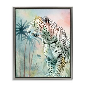 Stupell Industries Gazing Jungle Leopard Black Framed Floater Canvas Wall Art - 1 of 4