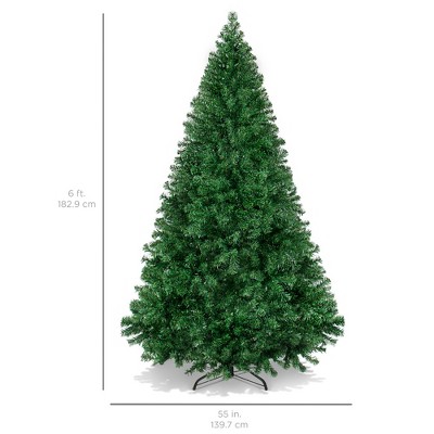 6-Foot Green Hinged Artificial Christmas Pine Tree with Metal Base