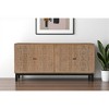 HomeRoots 80" Brown Solid Wood Carved Geometric Sideboard with Four Doors - 2 of 4