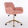 35.4"Furniture Office Chair,Artificial rabbit hair Home Office Chair with Golden Metal Base,Pink - 4 of 4