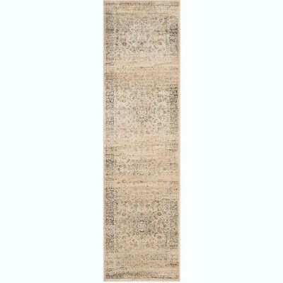 Warm Beige Hand-Knotted Wool and Viscose Runner Rug