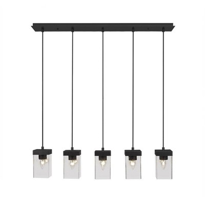 Toltec Lighting Nouvelle 5 - Light Chandelier in  Espresso with 4" Square Clear Bubble Shade
