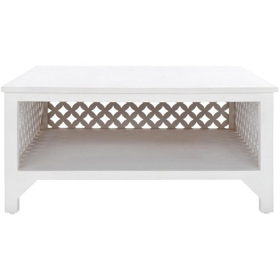 Squall Square 1 Shelf Coffee Table - White Washed - Safavieh