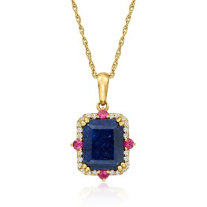 Ross-Simons 4.20 Carat Blue Sapphire Pendant Necklace With .20 ct. t.w. Pink and White Sapphires in 18kt Gold Over Sterling Size 18 - 1 of 3