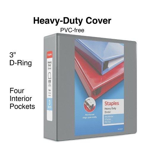 Staples 976031 3-Inch Staples Heavy-Duty View Binder with D-Rings Navy 