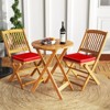 Tangkula Patio Folding Chair Set of 4 Portable Acacia Wood Dining Chairs with High Back & Seat Cushions Beige/Navy/Red - 2 of 4