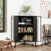 3 Tier Corner Storage Cabinet with Glass Door, Metal Display Cabinet with Removable Shelves, Kitchen Sideboard Buffet for Living Room Bathroom - 2 of 4