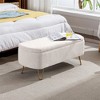 COWLOWN Faux Fur Storage Ottoman Bench with Gold Legs, Upholstered End of Bed Bench Seat with Lid for Bedroom Living Room Entryway - 4 of 4