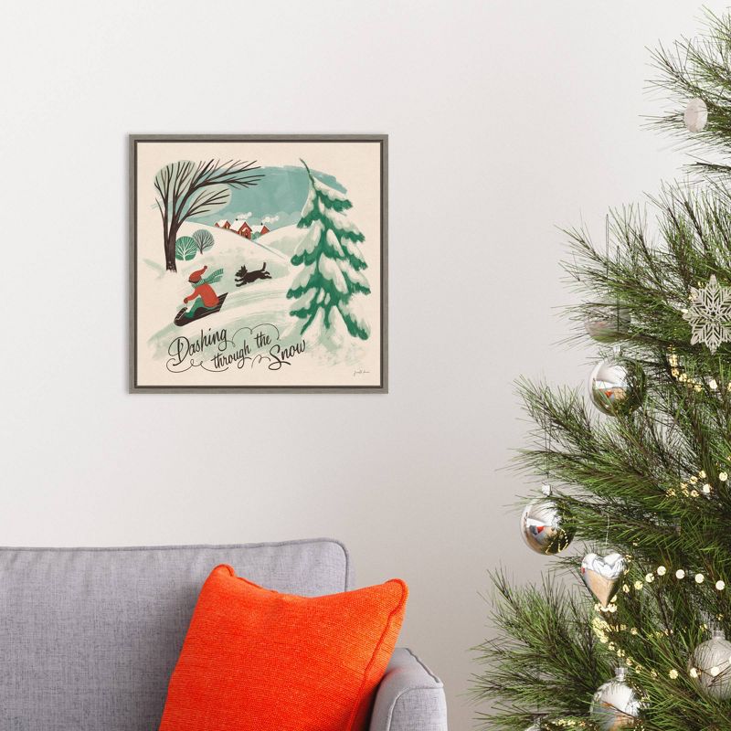 16&#34; x 16&#34; Winter Bliss IV Sled by Janelle Penner Framed Canvas Wall Art - Amanti Art, 6 of 10