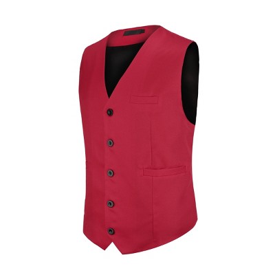 Cloudstyle Mens V-Neck Dress Suit Business Casual Suit Vest Waistcoat 5 Button Slim Fit