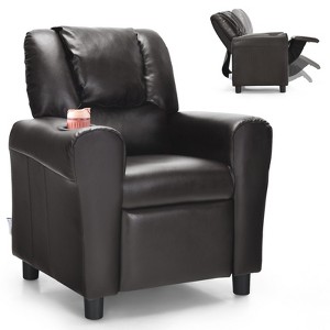 Infans Kids Recliner Chair PU Leather Armrest Sofa w/Footrest Cup Holder Beige - 1 of 4