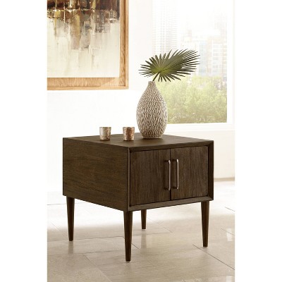 Modern Kisper Dark Brown Wood End Table with Storage