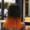 Unique Bargains Women's Straight Long Hair Wig 4x4x1in 180 Real Human Hair Orange Black 1 Pc - 3 of 4