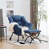 Modern Lounge Chair with Ottoman - Oversized Accent Chair with Folding Footrest - Comfortable Reading Chair for Living Room Bedroom - Beige - 2 of 4