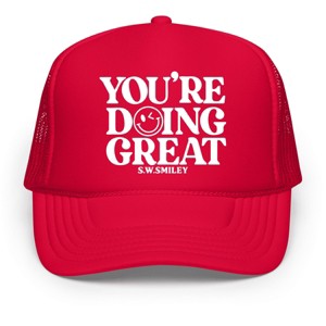 Simply Sage Market S.W.Smiley You're Doing Great Smiley Foam Trucker Hat - Adult - Red - 1 of 4