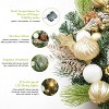 24" Pre-Lit Christmas Wreath for Front Door, Large Artificial Wreath with Christmas Balls, Xmas Wreath for Window Indoor Outside Home Decor, Gold - 4 of 4