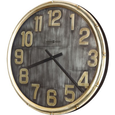 Oversized Gold and Gray Metal Wall Clock with Arabic Numerals
