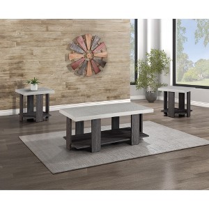 Wooden Modern 3-Piece Coffee and End Table Set with Rectangular and Square Tables and Wooden Tops for Living Room - 1 of 4