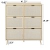 TIRAMISUBEST Rattan 6 Door Shoe Rack, Freestanding Modern Shoe Storage Cabinet, for Entryway - 3 of 4