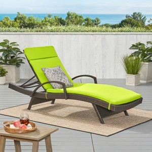 Christopher Knight Home Jessica Outdoor Rattan and Iron Adjustable Chaise Lounge with Cushion - 1 of 4