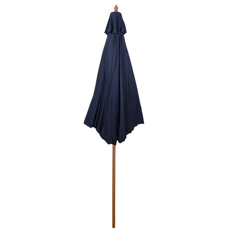 Northlight 9ft Outdoor Patio Market Umbrella with Wooden Pole, Navy Blue, 4 of 5