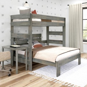 Plank+Beam Solid Wood Farmhouse Twin over Full L-Shaped Bunk Bed Bed with Desk - 1 of 4