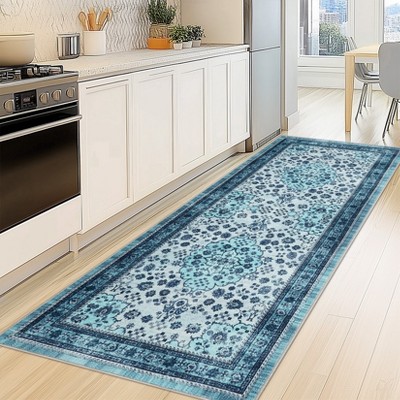 Washable Area Rug Vintage Foldable Thin Rug,Soft Low-Pile Non-Slip Stain Resistant Floor Indoor Outdoor Carpet