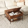 Lirago 32" Flip-Top Coffee Table Dark Walnut Black Metal with Lift-Top Design Hidden Compartment - 3 of 4