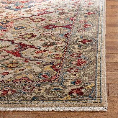 Ivory and Taupe Rectangular Hand-knotted Synthetic Rug