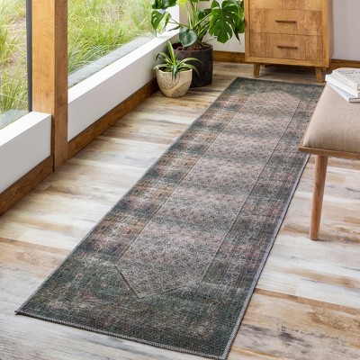 Hauteloom Olive Sariaya Distressed Washable Area Rug
