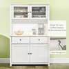 Kitchen Buffet with Hutch Cabinet with 4 Shelves, Drawers, Framed Glass Doors and Open Microwave Countertop for Kitchen or Dining Room - 4 of 4