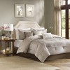 7 Pcs Elegant Charmeuse Stripe Print Comforter Set,All Season Bedding Set,Cozy Home Textile fits Lux Bedroom Decor,Matching Bed Skirt & Pillows - 2 of 4