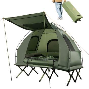 Costway 2-Person Compact Portable Pop-Up Tent Camping Cot with Air Mattress & Sleeping Bag